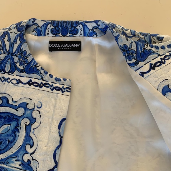 Dolce Gabbana Jacquard Majolica print coat  IT 38 $7500 NEW - Picture 3 of 6
